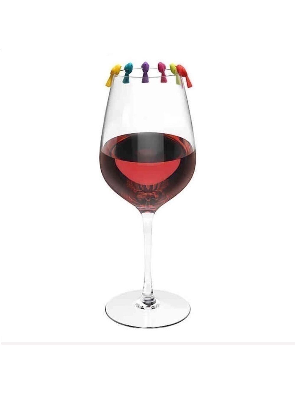 𝅺TRUE tiny multicolor chickadee silicone wine charms (Set of 6)